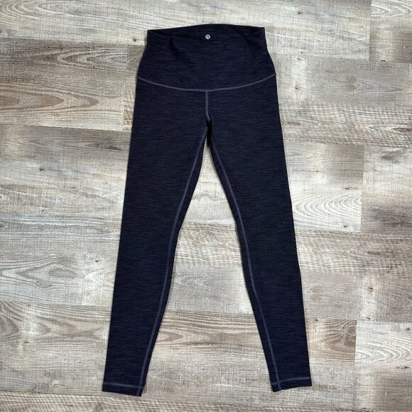 Lululemon Wunder Under Pant Roll Down Diamond Jacquard Space Dye Black Nightfall - Picture 5 of 8